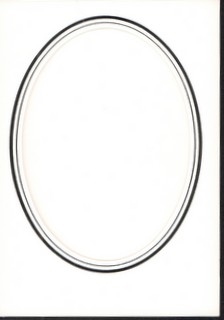 Passepartoutkort ovalt hul med sølv kant